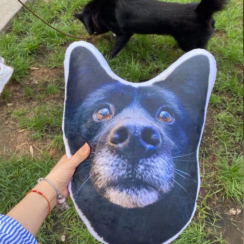 Cojín Almohada Foto Mascotas Y Más Ch Silueta Personalizado Color Foto Mascota Cabeza Diseño De La Tela Terciopelo Blanco Giza