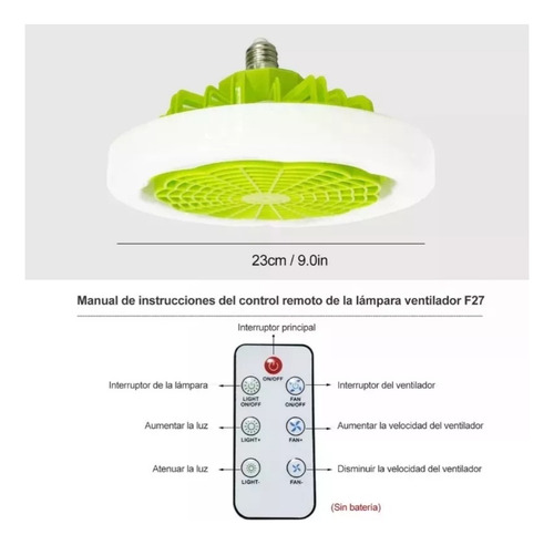 2 En 1 Ventilador De Techo Cerrado Blanco Con Luz