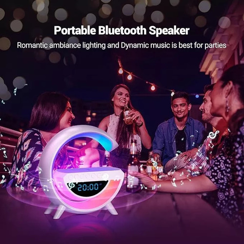Lámpara Parlante Alarma Tipo G Bluetooth Carga Inalámbrica