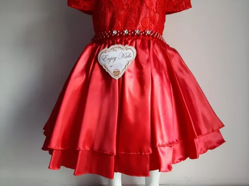 Vestido infantil vestido de princesa para meninas vestido de bolo bufante  com nó de laço de contas grande festa infantil (vermelho, 7-8 anos)