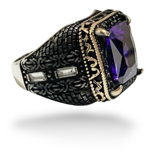 Anillo Turco Plata, Amatista, Otomano Hombre Estambul Joya