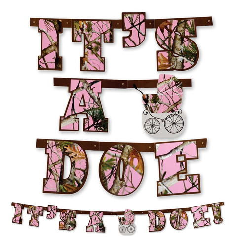 Baby Girl Camo Banner (it&#39;s Doe, 7 1/2 Pies De Larg...