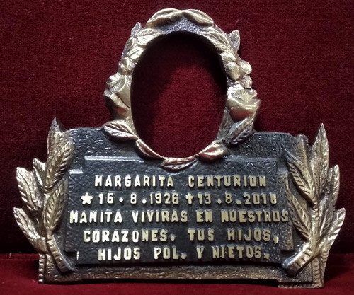 Placa Recordatoria Cementerio 19x15 Fundicion De Bronce Foto