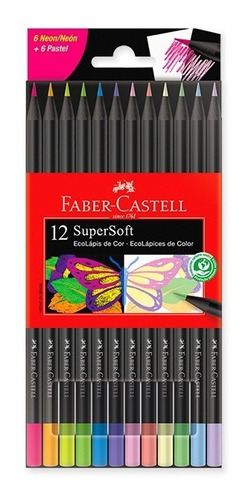  Lápices Faber Castell Supersoft  Neón Y Pasteles X 12