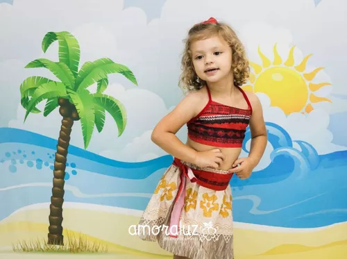 Fantasia de moana vaiana para crianças, vestido de praia, meninas