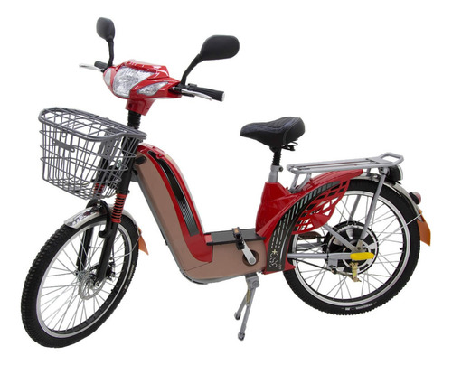 Bicicleta Elétrica 350w 48v Com Alarme Até 100kg Cor Vermelha