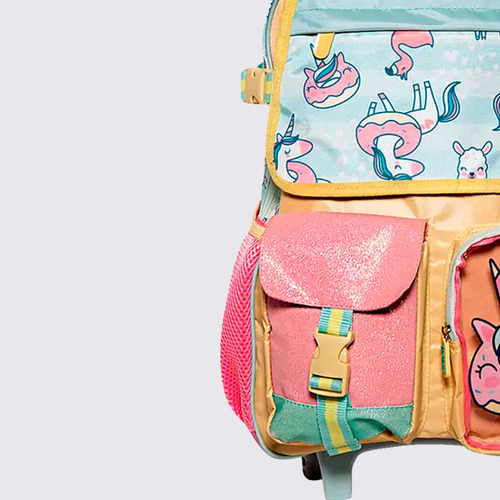 Mochila Mala Rodinha Unicórnio Tip Top 2025 Cor Rosa