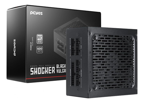 Fonte Gamer Shocker Full Modular 600w 80 127/220v Pcyes