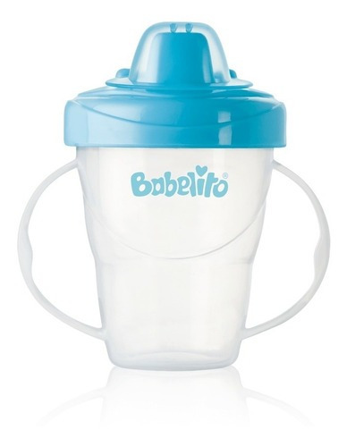 Vaso Antiderrame Con Asas Babelito Con Tapa- Bemar Babys Color Celeste