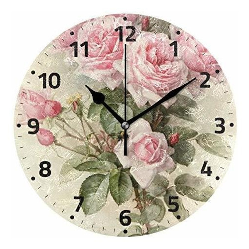 Reloj De Pared Con Flores Florales Y Rosas De Alaza, Reloj D