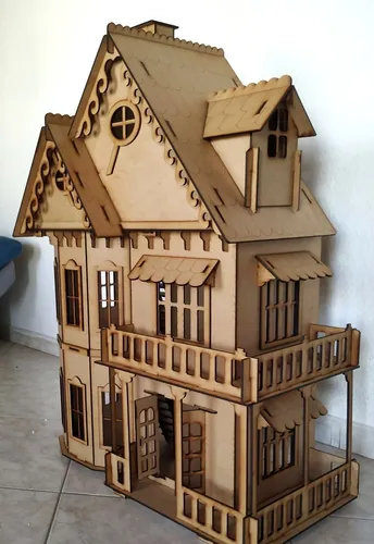 Casa De Muñecas Madera 1 Metro + 32 Muebles Madera