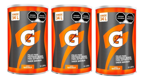 3 Gatorade Polvo Sabor Naranja 2.38 Kg C/u 