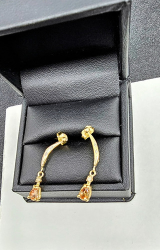 Aretes De Oro Amarillo 14k Esmeraldas Con Diamantes (Usado)