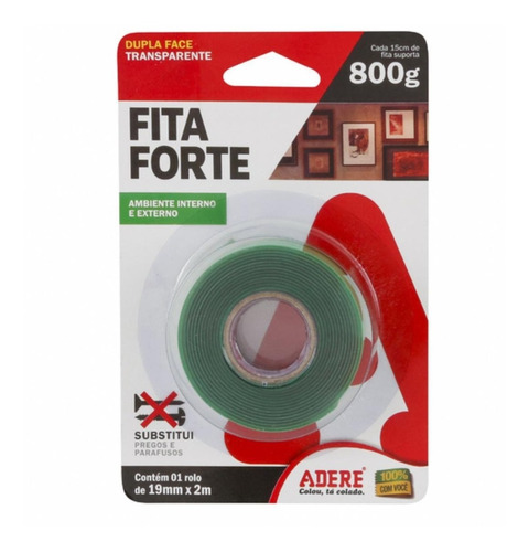 Cinta Doble Faz Trasparente 19mm X 2 Mt Resis 800g Cada 15cm