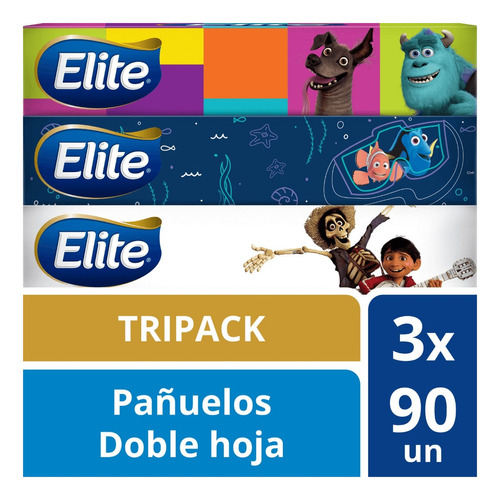 Pañuelos Faciales Elite Disney 3 Cajas 90 Un