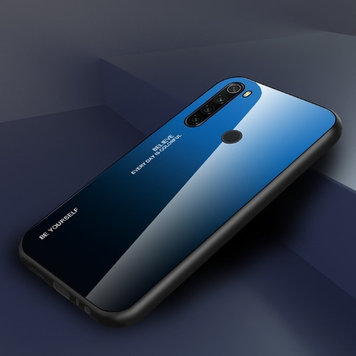 Protetor Gel + Case Color Glass Azul Xiaomi Redmi Note 8