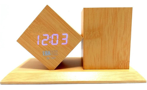 Relógio Porta Canetas Escritório Com Data Hora E Temperatura