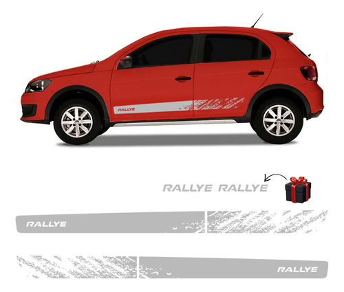 Kit Completo De Adesivo Faixa Lateral Gol Rallye G6 Prata