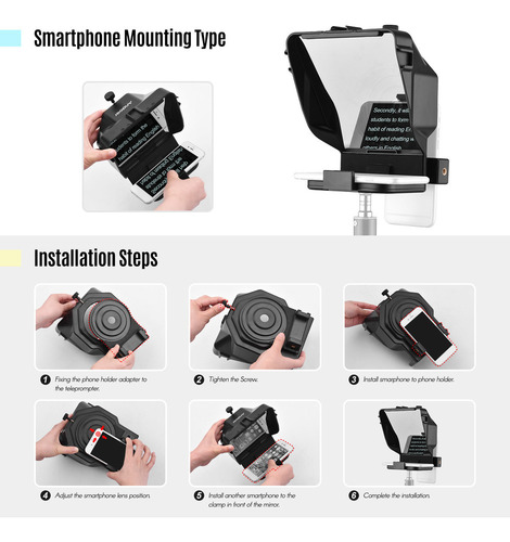 Novo Andoer Portátil Smartphone Teleprompter Prompter Com