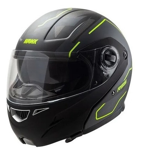 Casco Hawk Rs5 Vector Negro/amarillo Fluo Mate Varios Talles