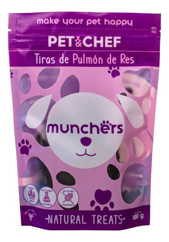 Premio 100% Natural Pulmón De Res 100g Pet&chef Perro Gato