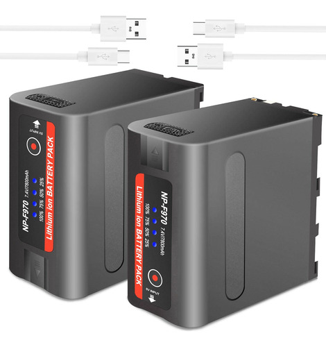 Paquete De 2 Baterias Recargables Np-f970 De 7800 Mah Con Pu