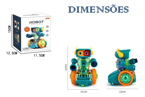Robô Dançarino Engrenagens Bate E Volta Com Luzes E Som