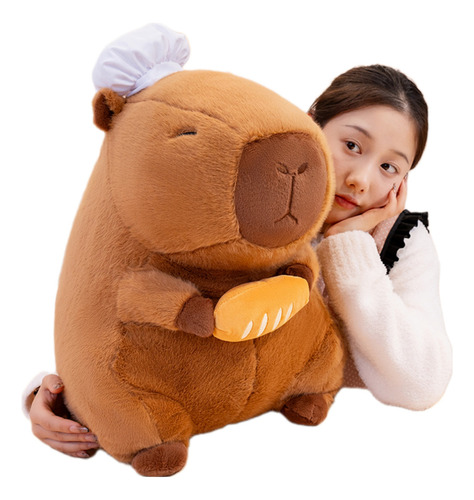 Peluche Capibara 50cm Chef Con Pan Baguette Cocinero Regalo
