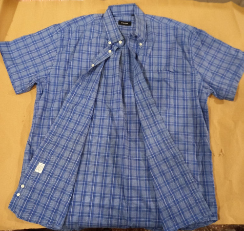 Camisa Cuadrille Azul Manga Corta Nueva Talle 44