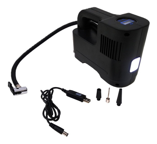 Compresor Usb Digital Inalámbrico 12v 220 Led Auto Bici Moto Color Negro Fase eléctrica Monofásica