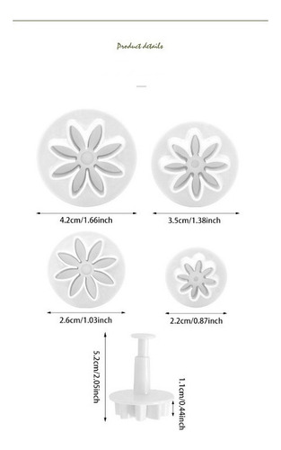 Forma Plástico Margaridas 4 Pzs Removível Massas/fondant