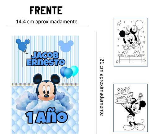 Cuaderno De Colorear Para Fiesta | Mickey Mouse | 10 Pzas Mickey Azul Bebé
