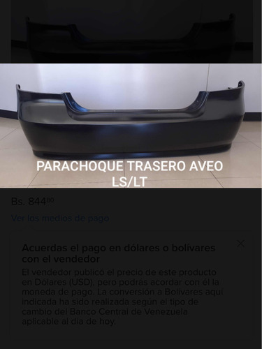 Parachoques Trasero Aveo Lt Del 2007 A 2015 Nuevo