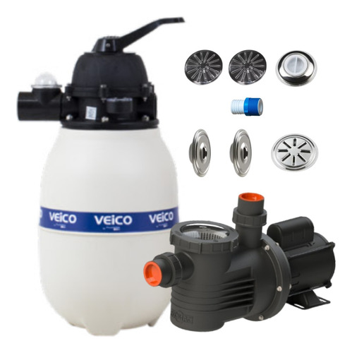 Filtro V-20 Veico + Bomba Dancor 1/4cv + Disp Inox