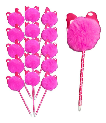 Set De 12 Bolígrafos Pompom Con Minnie Y Mickey