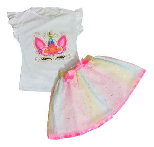 Vestido Tutu Para Niña Unicornio De Dos Piezas