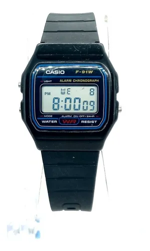 Reloj Casio F 91w Usado Crono Alarma Y Luz de Foco Vintage