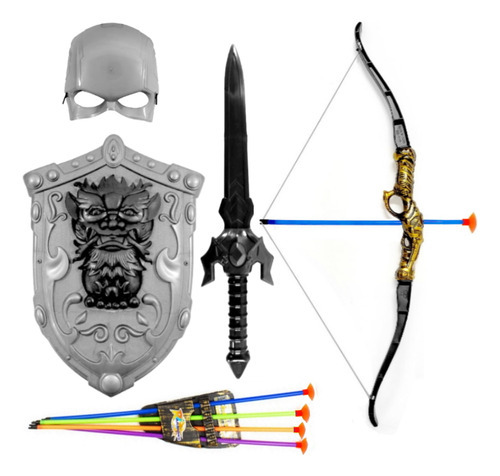 Espada Medieval Lendária Infantil Escudo E Armadura De Punho