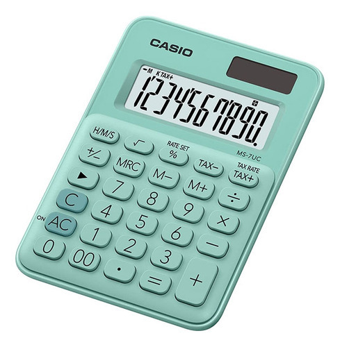 Calculadora de escritorio Casio MS7-UC Mini de 10 dígitos, color azul