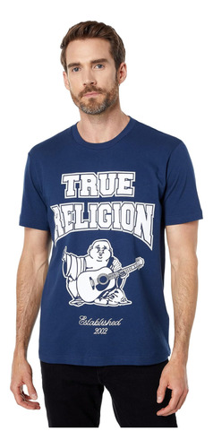 True Religion Camiseta Buddha 2002 Para Hombre, Azul Vestido