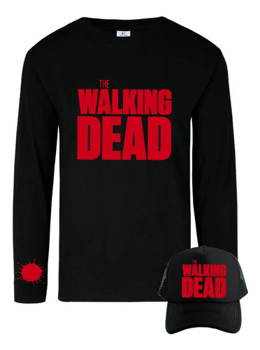 Imagen 1 de 1 de Camiseta The Walking Dead Mang Larga Camibuso Obsequio Gorra