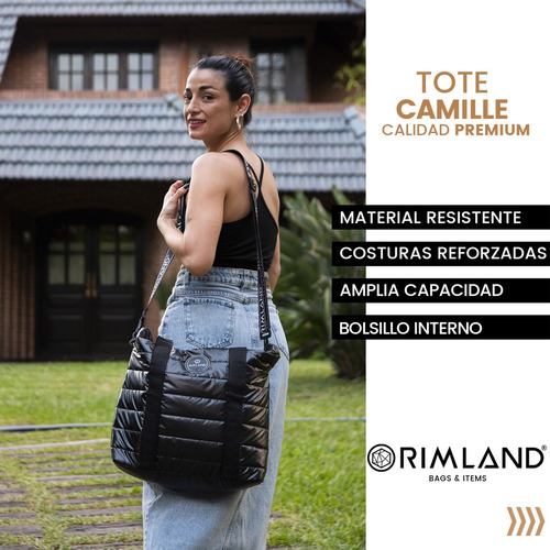 Cartera Tote Bag Bolso Norfork® Camille Color Negro Diseño De La Tela Liso