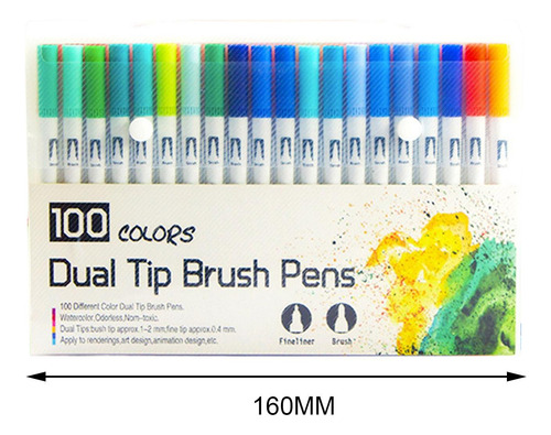 100 Bolígrafos De Doble Punta, Colores Brillantes Para