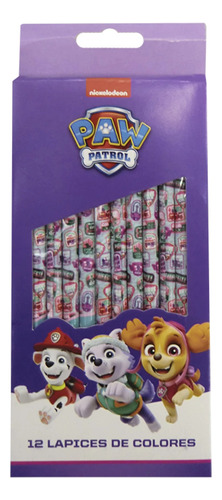 Set X12 Lápices De Colores Paw Patrol Escolar Oficial