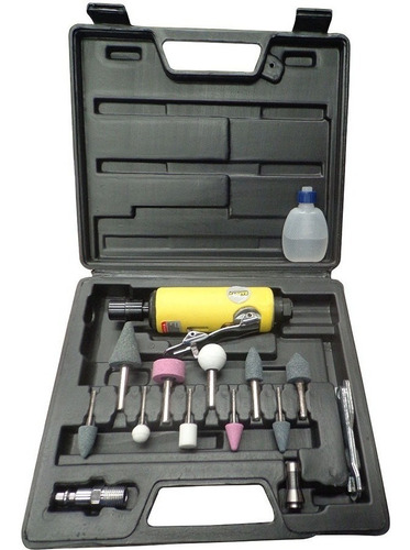 Kit Amoladora Recta Neumatica 1/4  Con Maletin Y Accesorios