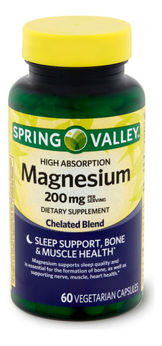 Spring Valley Magnesio Magnesium 200mg 60 Cápsulas 
