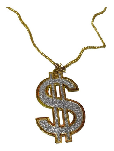 Imagen 2 de 3 de Collar Pesos Dolar Oro Gigolo Rapero Disfraz Halloween