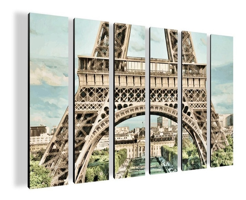 Cuadro Mural 6 Piezas Paris 120x84 Cm Mdf