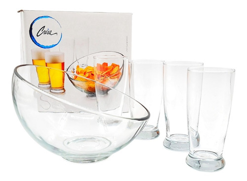 Vasos Cerveceros Y Bowl Set 5 Piezas Vidrio Cocktail