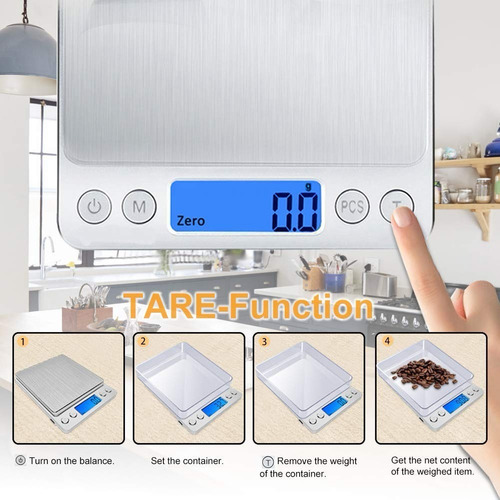 Imagen 6 de 10 de Bascula Digital 3kg-0.1g Balanzas De Cocina Usb Recargable